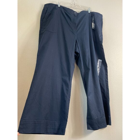 NEW LL Bean Signature Womens Plus 24W Utility Pants Deepest Indigo Wide Leg - Picture 1 of 9